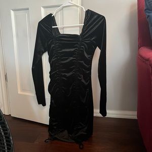 Right Black Velvet Long Sleeved Dress